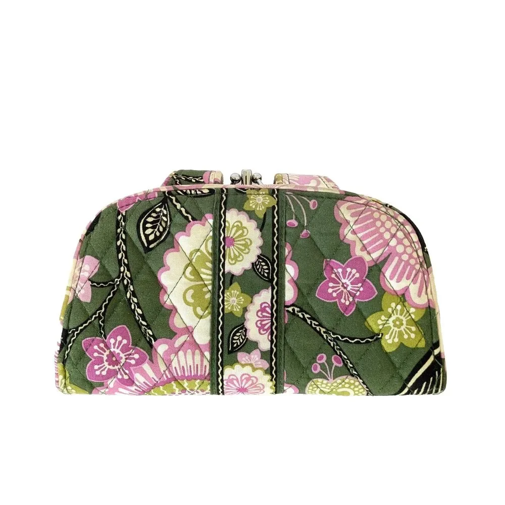 Vera Bradley Olivia Pink Floral Snap Double Kiss Lock Wallet Clutch Retired